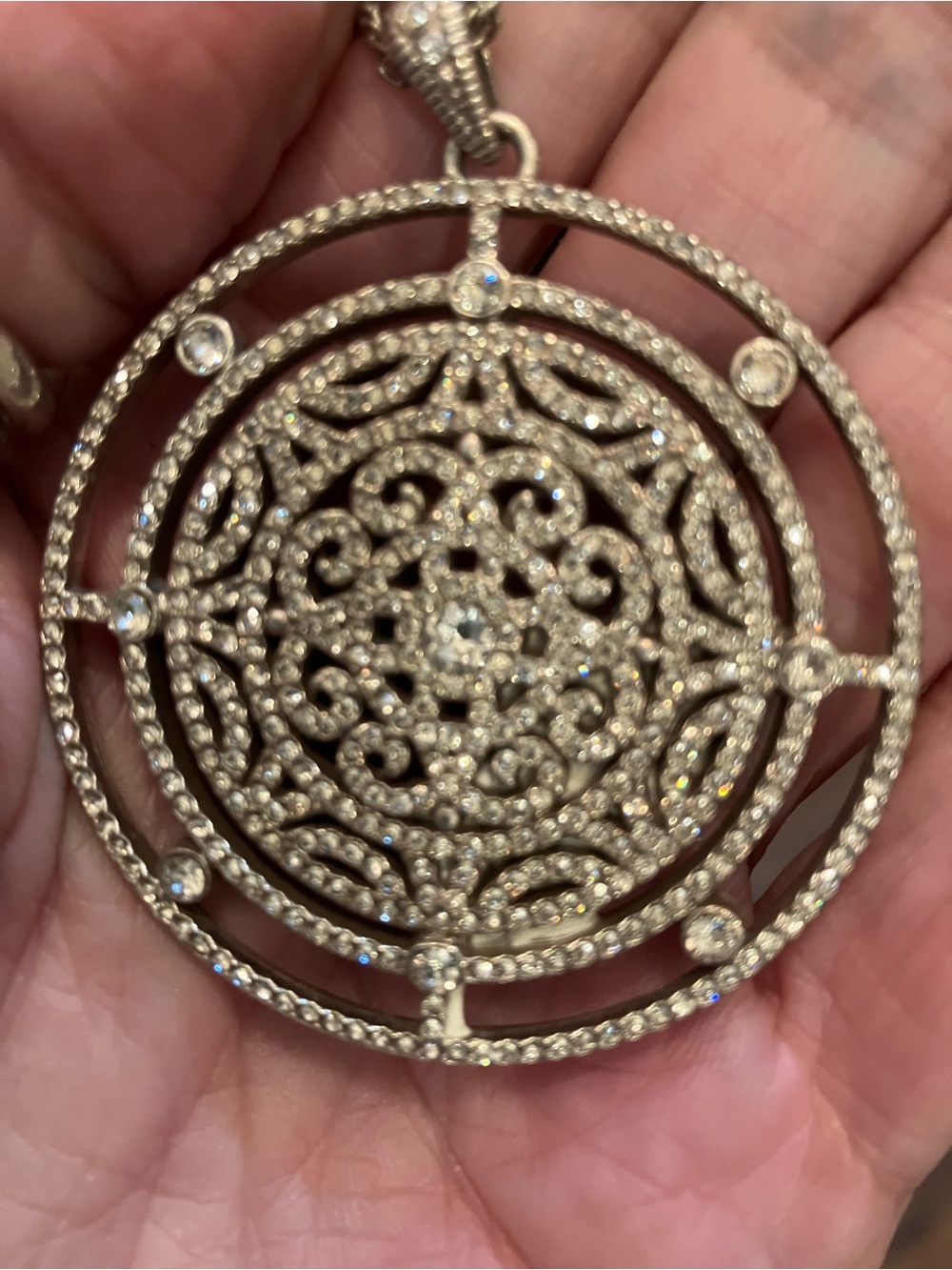 BRIGHTON ILLUMINA ROUND ORNATE PENDANT WITH 38” CHAIN